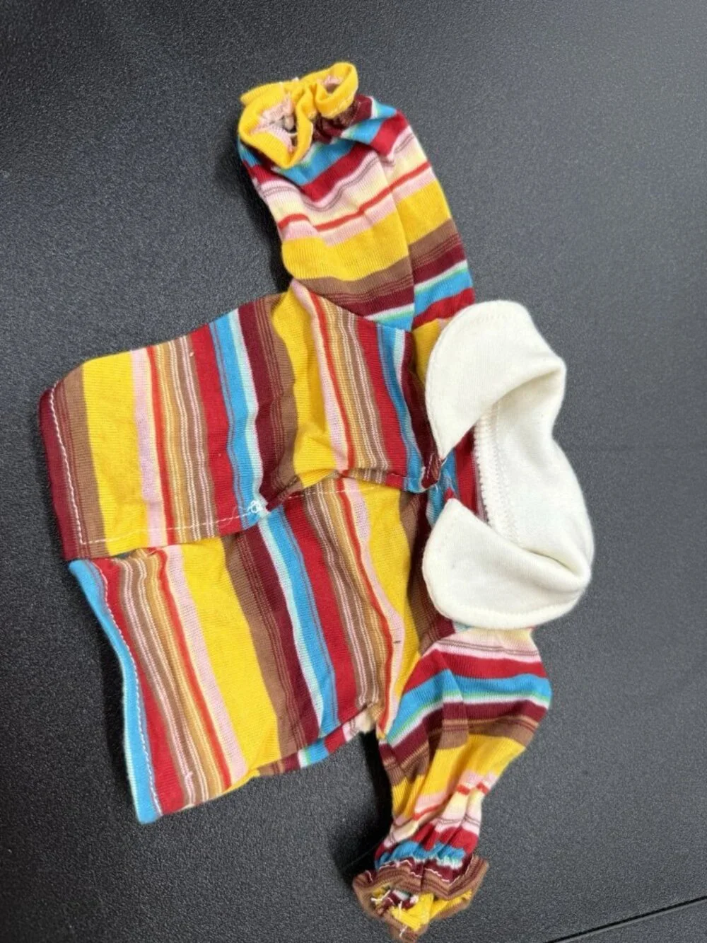 Vintage Corduroy Overalls Teddy Bear Pink Yellow Blue Striped Top 16” Doll